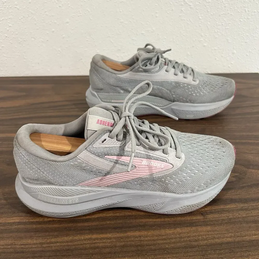 Brooks Adrenaline GTS 24 Womens Sz 7.5 Wide Gray Athletic Running Shoes Sneakers
